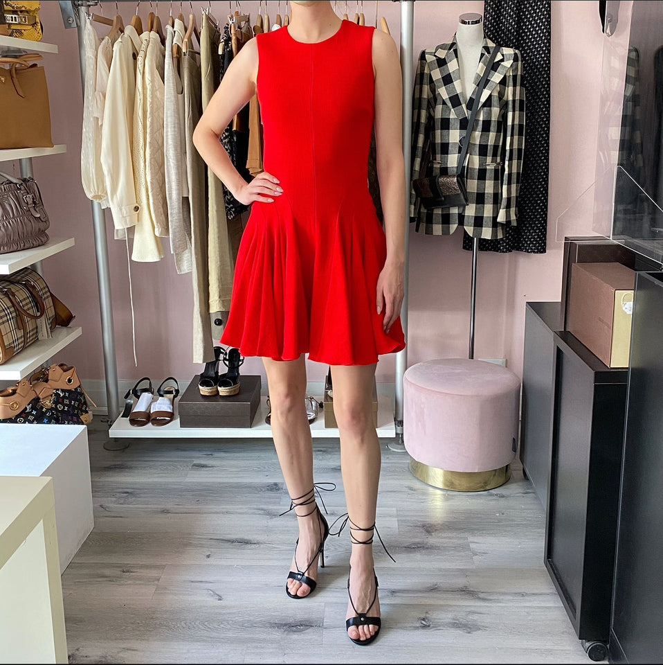 Christian Dior Red Crepe Wool Sleeveless Dress - USA 4