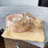 Louis Vuitton Pink and Gold Inclusion Wide Resin Bangle Bracelet