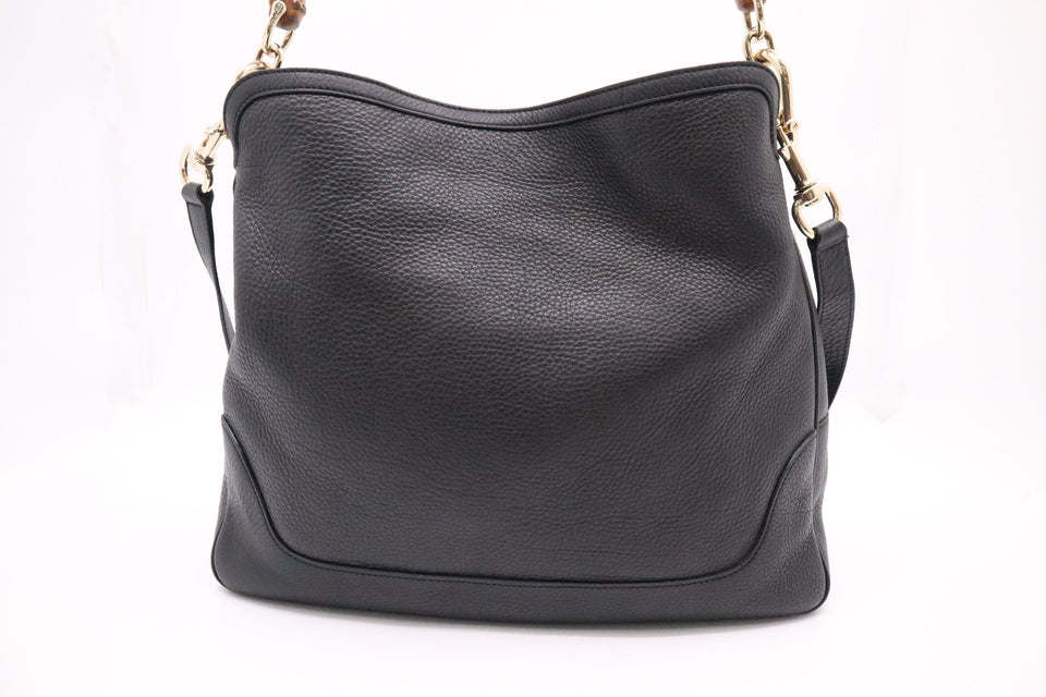 Gucci Bamboo 2-Way Tote in Black Leather