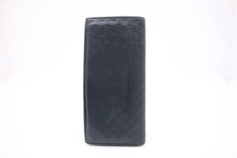 Gucci Bifold Long Wallet in Navy MicroGuccissima Leather