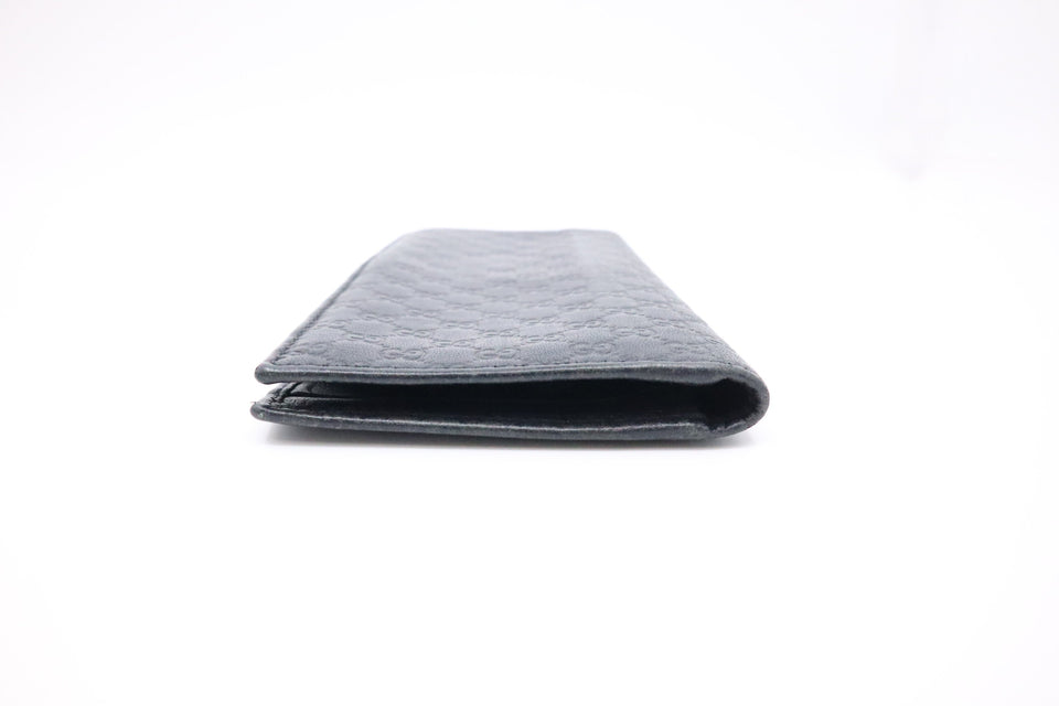 Gucci Bifold Long Wallet in Navy MicroGuccissima Leather