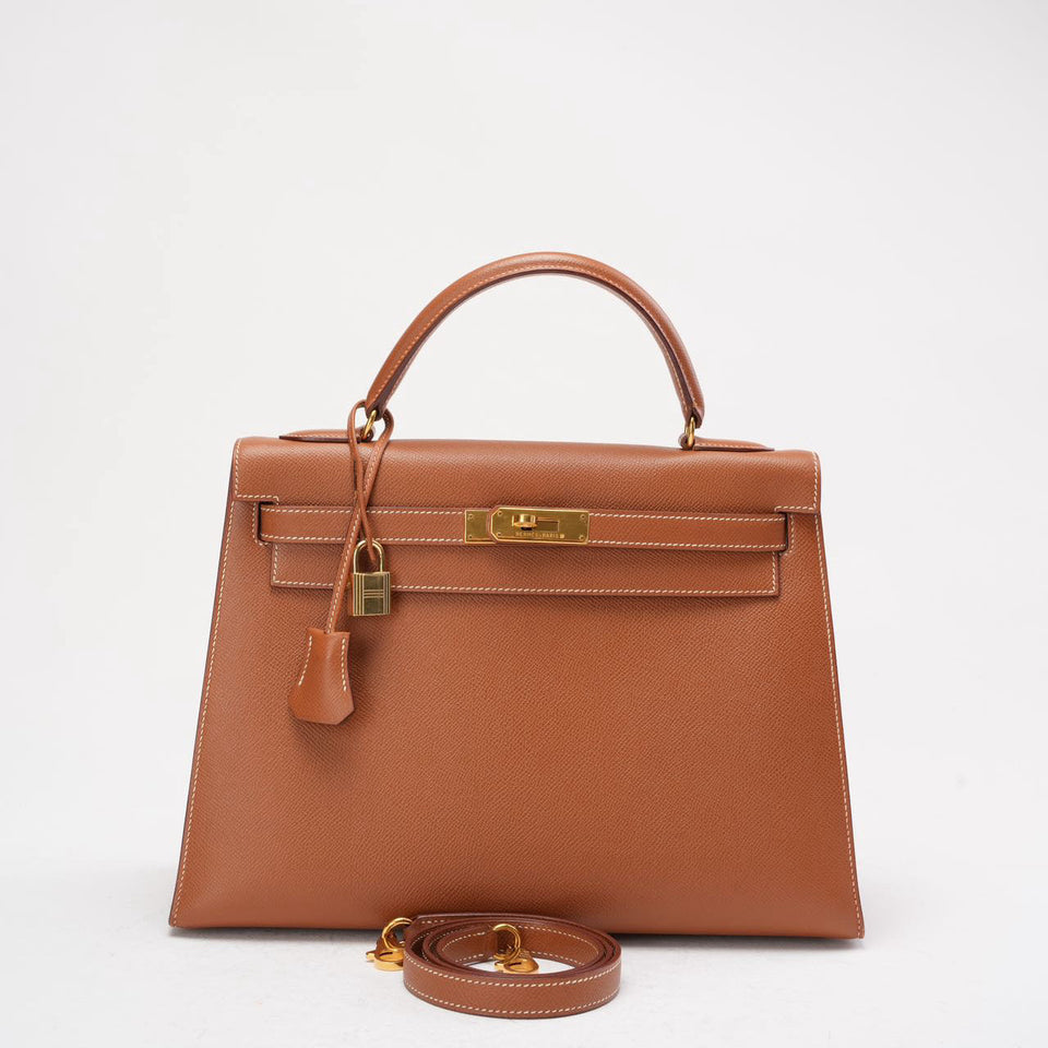 Hermes Vintage Gold Kelly Sellier 32 Epsom Y Circle 1995