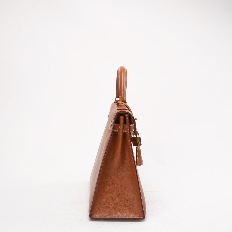 Hermes Vintage Gold Kelly Sellier 32 Epsom Y Circle 1995