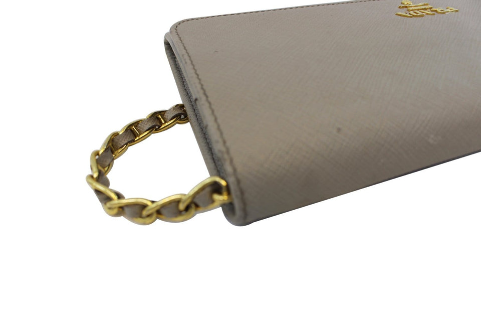 Prada Marmo Saffiano Metal Leather Chain Clutch Bag