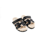 Hermes Chypre Mens Shearling Size 42 Black/White