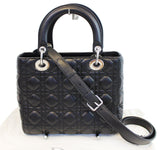 Christian Dior Cannage Quilted Lambskin Leather Lady Dior Medium Bag