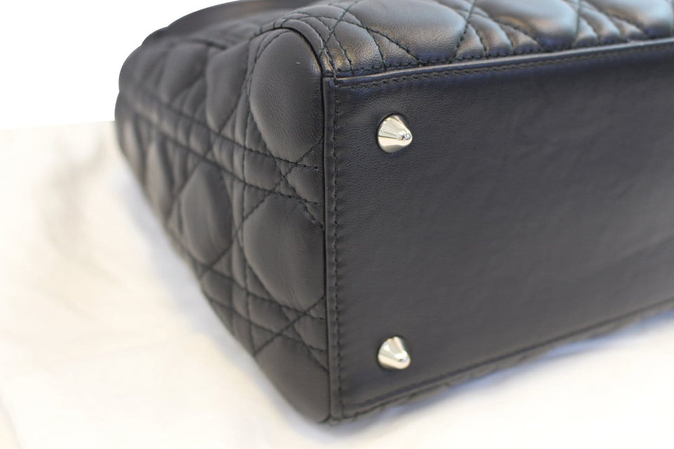 Christian Dior Cannage Quilted Lambskin Leather Lady Dior Medium Bag