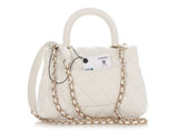 Chanel Extra Mini White Quilted Caviar Coco Handle TPM