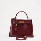 Hermes Kelly 28 cm Sellier Rouge H 55 Bordeaux Rare Vintage Bag
