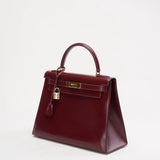 Hermes Kelly 28 cm Sellier Rouge H 55 Bordeaux Rare Vintage Bag