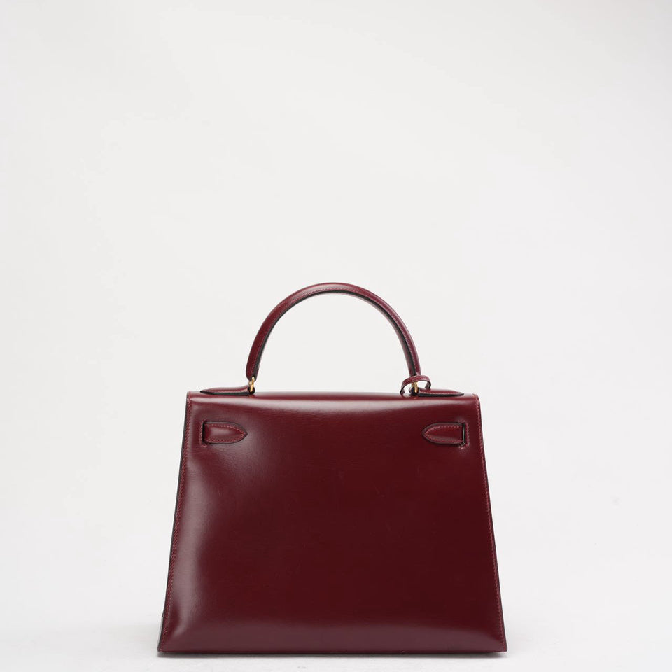 Hermes Kelly 28 cm Sellier Rouge H 55 Bordeaux Rare Vintage Bag