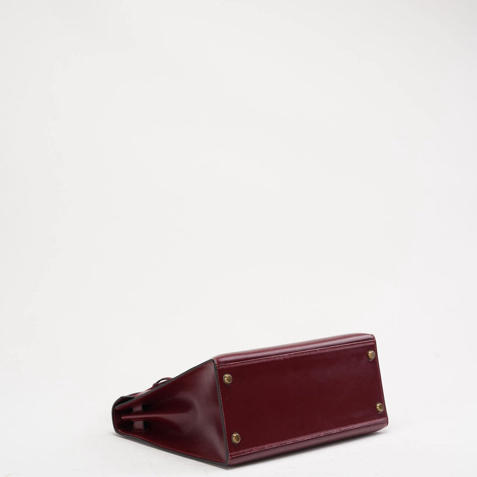 Hermes Kelly 28 cm Sellier Rouge H 55 Bordeaux Rare Vintage Bag
