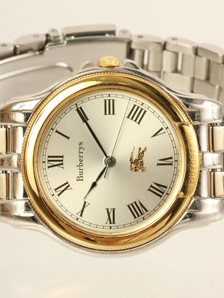 Luxury Burberry Round Logo Face Watch Silver/Gold