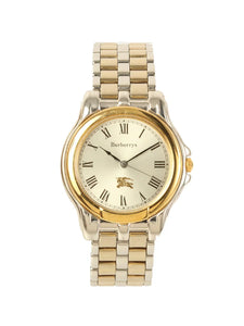 Luxury Burberry Round Logo Face Watch Silver/Gold