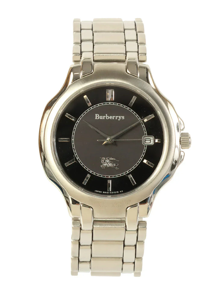 Luxury Burberry Round Logo Face Watch Silver/Black