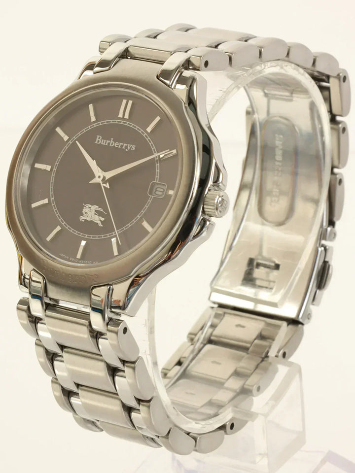 Luxury Burberry Round Logo Face Watch Silver/Black