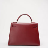 Hermes Vintage Burgundy Kelly Sellier 32 Box Leather 1994
