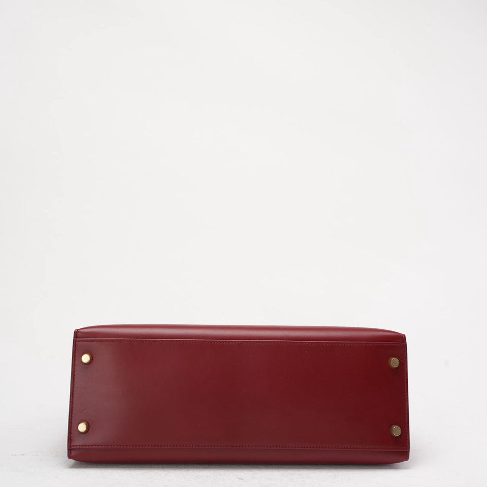 Hermes Vintage Burgundy Kelly Sellier 32 Box Leather 1994