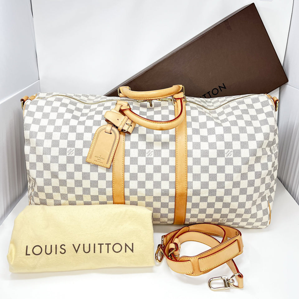 Louis Vuitton Keepall Damier Azur Bandouliere 55 Duffel Bag Luggage