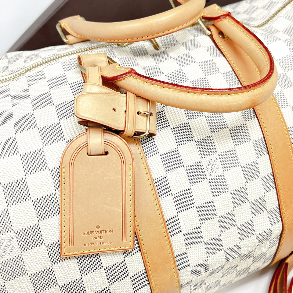 Louis Vuitton Keepall Damier Azur Bandouliere 55 Duffel Bag Luggage