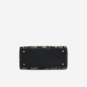 Christian Dior Medium Lady D-Lite - Black Embroidered Toile