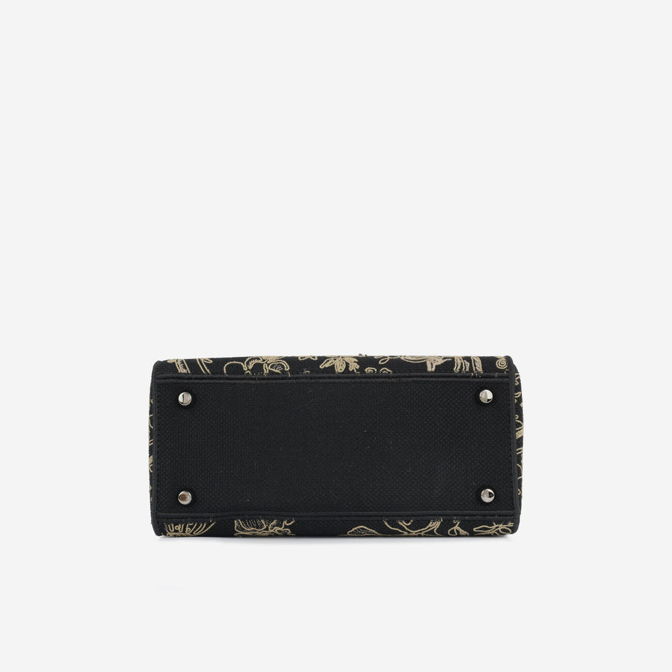 Christian Dior Medium Lady D-Lite - Black Embroidered Toile