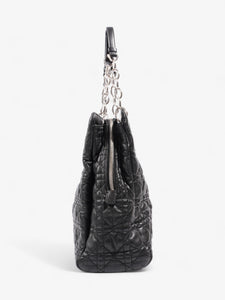 Christian Dior Quilted Tote Black Lambskin Leather Large