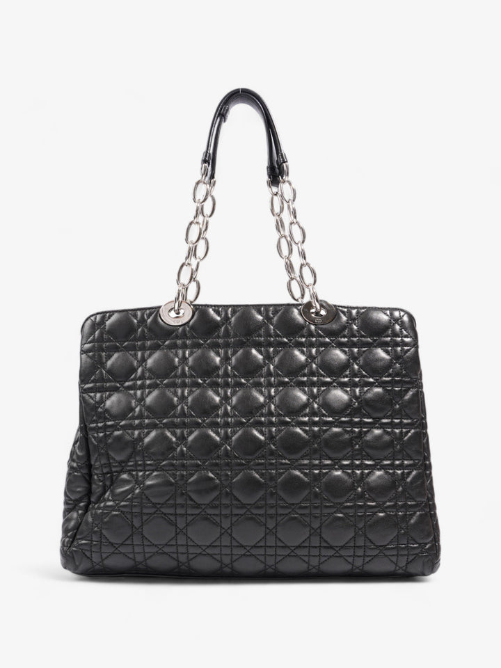 Christian Dior Quilted Tote Black Lambskin Leather Large