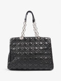 Christian Dior Quilted Tote Black Lambskin Leather Large