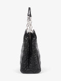 Christian Dior Quilted Tote Black Lambskin Leather Large