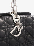 Christian Dior Quilted Tote Black Lambskin Leather Large