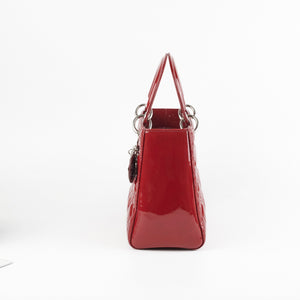 Christian Dior Lady Dior Medium Red Patent