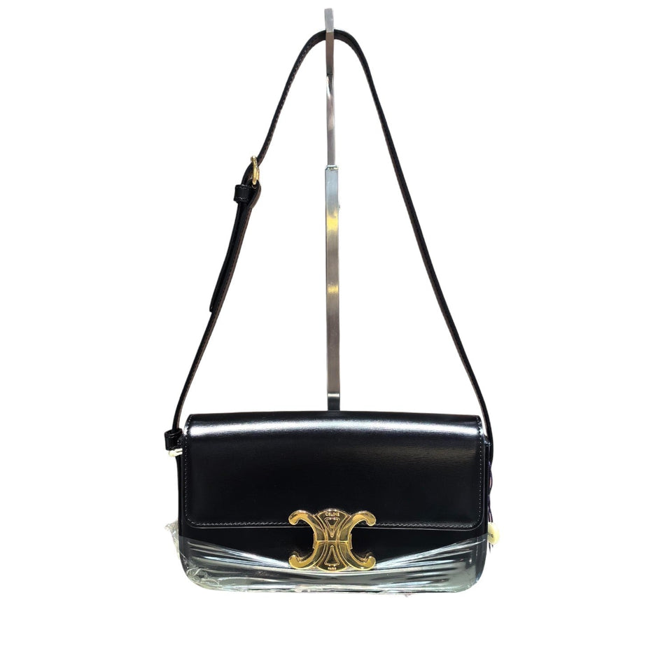 Triomphe Shoulder Shiny Calfskin Black GHW
