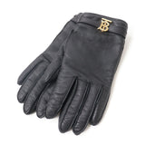 Burberry gloves lambskin Black x Gold Women 7.5