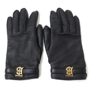Burberry gloves lambskin Black x Gold Women 7.5