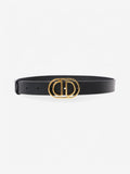Christian Dior CD Belt Black / Gold Leather 75cm
