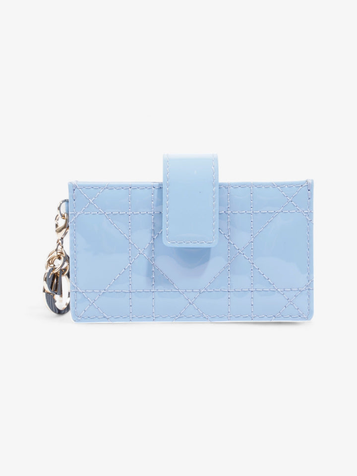 Christian Dior Lady Dior Jasmine  Holder Baby Blue / Light Gold Patent Leather