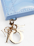 Christian Dior Lady Dior Jasmine  Holder Baby Blue / Light Gold Patent Leather