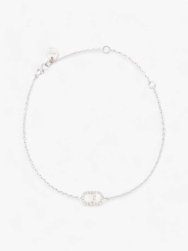 Christian Dior Petit CD Bracelet with White Crystals Silver Base Metal