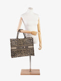 Christian Dior Book Tote Leopard Print Canvas Large