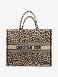 Christian Dior Book Tote Leopard Print Canvas Large