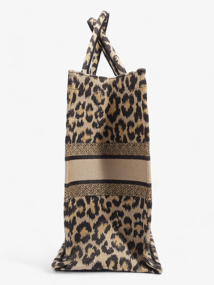 Christian Dior Book Tote Leopard Print Canvas Large