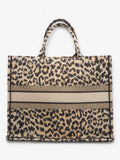 Christian Dior Book Tote Leopard Print Canvas Large