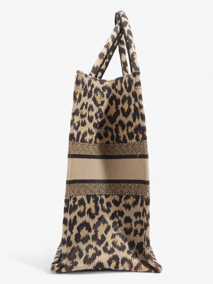 Christian Dior Book Tote Leopard Print Canvas Large
