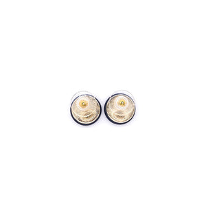 Chanel Vintage La Pausa Silver Tone stud Earrings