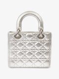 My ABCDior Lady Dior Small Metallic Silver Calfskin Leather