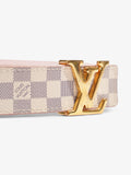 Louis Vuitton LV Initials Reversible Belt Damier Ebene / Pink Coated Canvas 85cm 34"