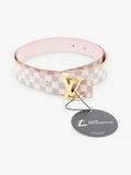 Louis Vuitton LV Initials Reversible Belt Damier Ebene / Pink Coated Canvas 85cm 34"