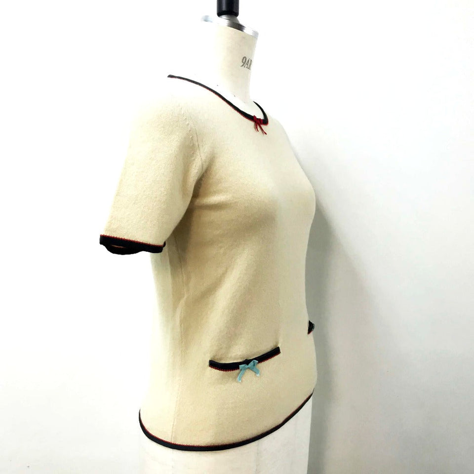 Gucci Short sleeve T-shirt 501400 cashmere beige ribbon Women XS