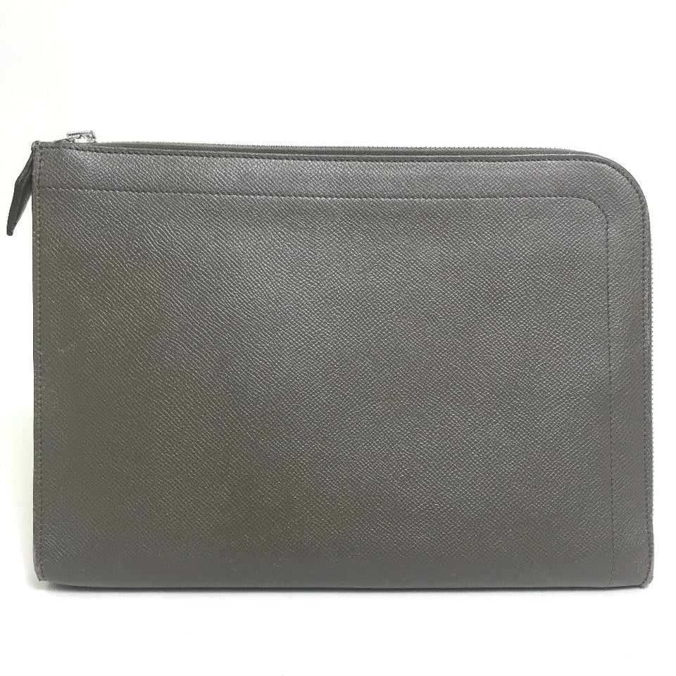Hermes Clutch bag Epsom Gray type L-shaped fastener Zip computer